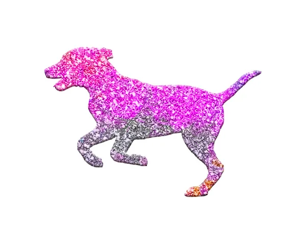 Een Geïsoleerde Hond Bestaande Uit Kleurrijke Glitter Witte Achtergrond — Stockfoto