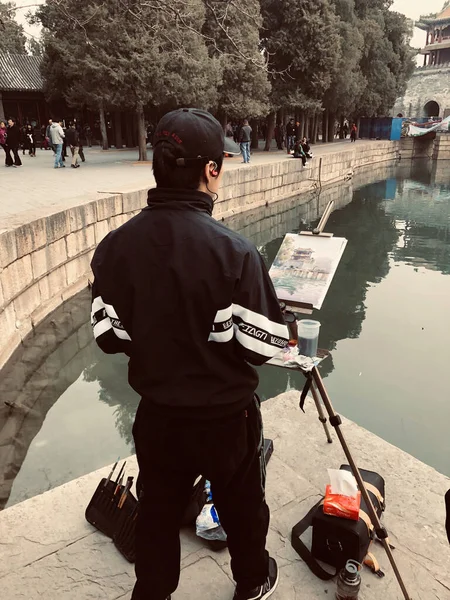 Wuxi China Feb 2021 Een Schilderij Van Een Mannelijke Schilder — Stockfoto