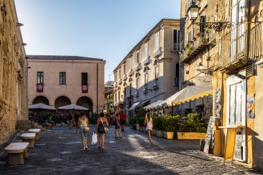Tropea, Italy  Aug. 2020: A typical street in Tropea old town  clipart