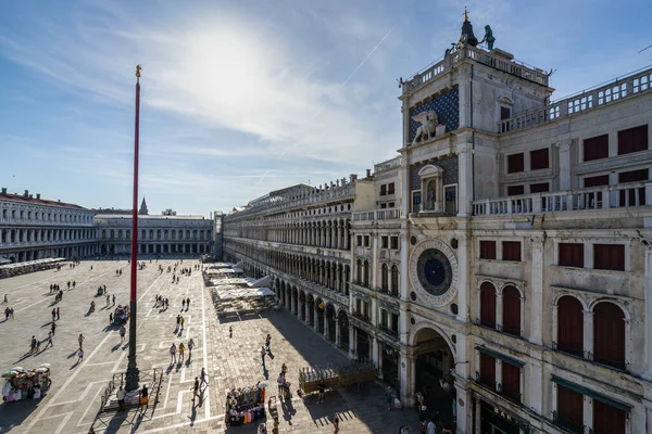 Площадь Святого Марка Часовой Башней Справа Венеция Сентябрь 2020 — стоковое фото