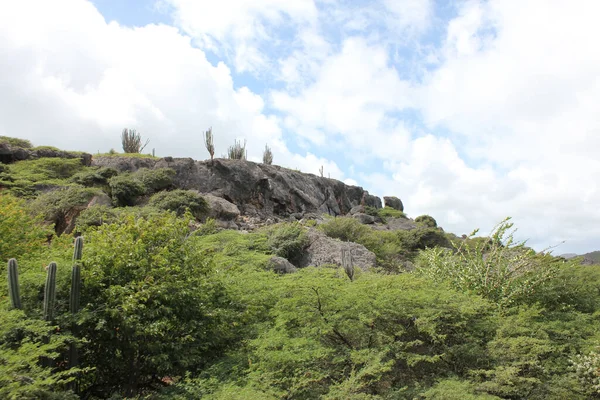 Una Vista Formaciones Rocosas Masivas Una Montaña Bonaire Caribe — Foto de Stock
