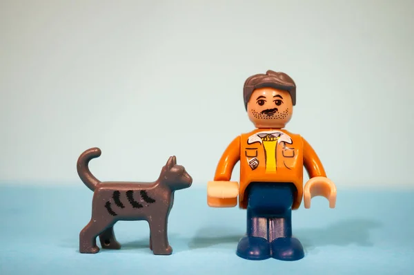 Познан Поланд Февраля 2021 Года Фигурки Playtive Man Cat Toy — стоковое фото