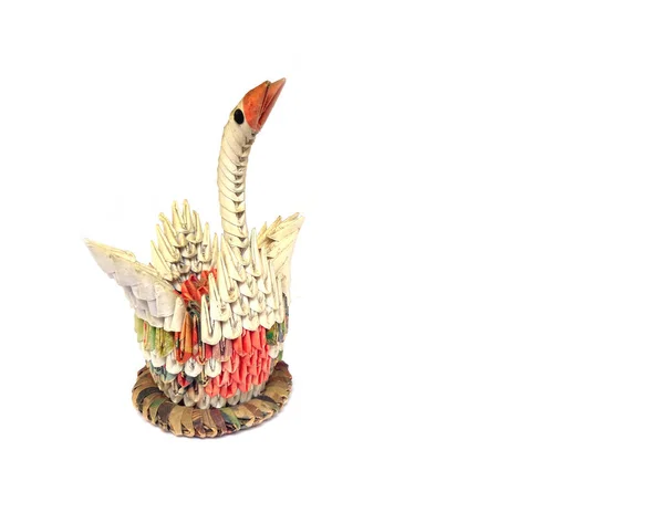 Pato Origami Kumitate Técnica Arte Japonesa Dobrar Inserir Módulos Papel — Fotografia de Stock