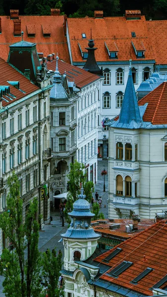 Blick Auf Eine Straße Ljubljana Von Einem Der Ältesten Wolkenkratzer — Stockfoto