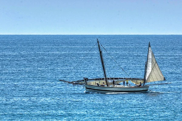 Cabrera Mar Spain Липня 2017 Традиційний Llaut Маленький Човен Вітрилами — стокове фото