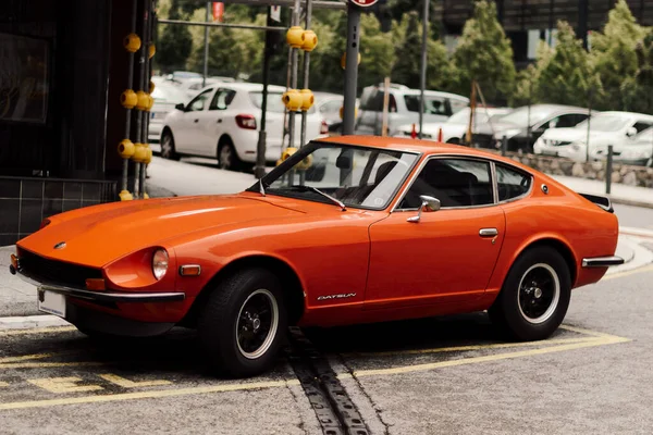 Andorra Andorra Aug 2015 Selective Focus Вигляд Класичного Автомобіля Datsun — стокове фото