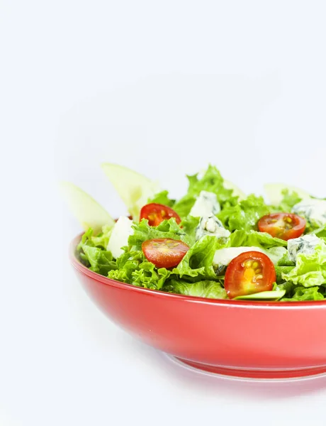 Domatesli Peynirli Marullu Bir Kase Sağlıklı Vejetaryen Salatası — Stok fotoğraf