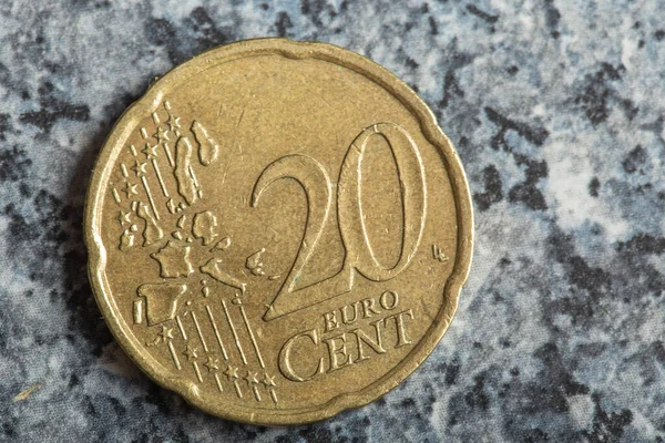 A closeup shot of twenty euro cent coin