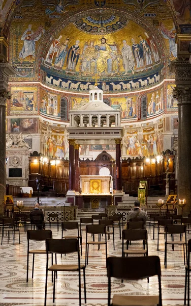 Roma Italia 2021 Vista Interior Habitación Basílica Oro Famosa Iglesia — Foto de Stock