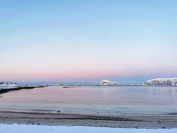 Het Prachtige Uitzicht Zonsondergang Gezien Vanaf Hillesoy Noorwegen — Stockfoto