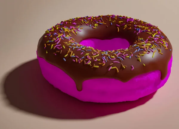 Representación Donut Glaseado Con Chocolate Con Chispas — Foto de Stock