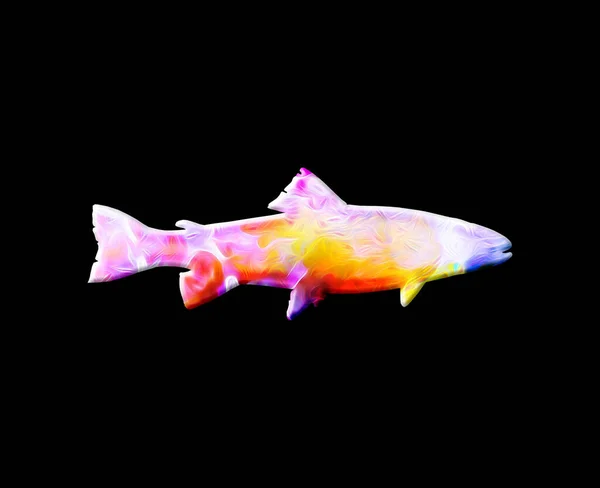 Illustration Poisson Sur Fond Aquarelle Coloré — Photo