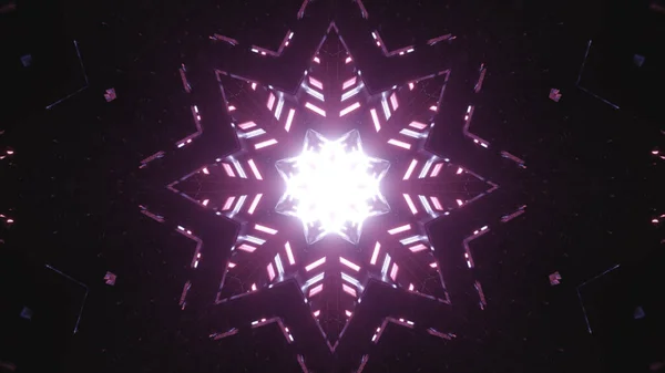Rendu Particules Lumineuses Futuristes Étoiles Fractales Rose Néon Violet Dans — Photo