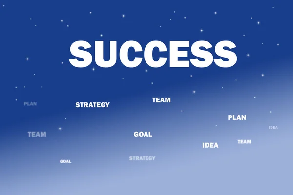 Illustration Success Strategy Conceptual Words Blue Background Idea Plan Team — Stock Photo, Image