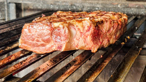 Primer Plano Filete Costillas Cortas Asadas Parrilla — Foto de Stock