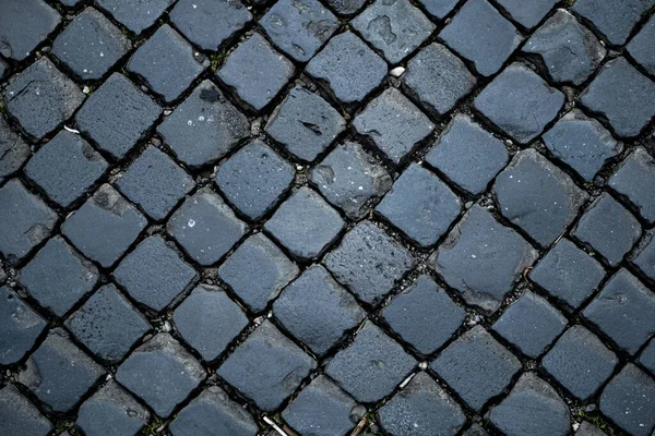 Верхний Вид Черной Базальтовой Плитки Центре Древнего Рима — стоковое фото