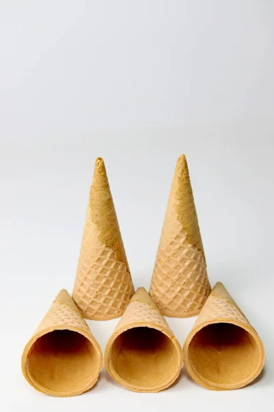 Tasty Ice Cream Cones Isolated Gray Background — Stock Photo, Image