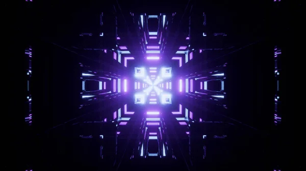 Una Representación Partículas Futuristas Brillantes Forma Cruz Fractal Neón Púrpura — Foto de Stock