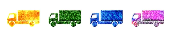 Kolorowe Błyszczące Ciężarówki Odizolowane Białym Tle — Zdjęcie stockowe