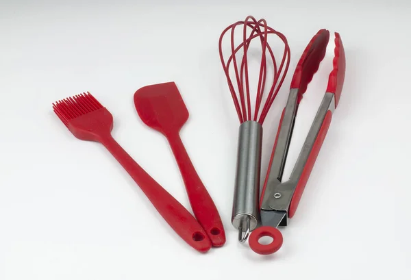 Closeup Shot Red Kitchen Utensils — Stock Photo, Image