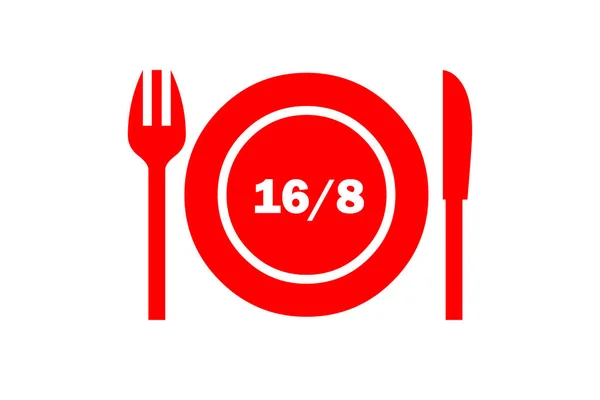 Illustration Red Plate Intermittent Fasting Isolated White Background — Stock Photo, Image