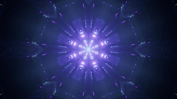 Rendering Futuristic Bright Neon Purple Fractal Particles Dark — Stock Photo, Image