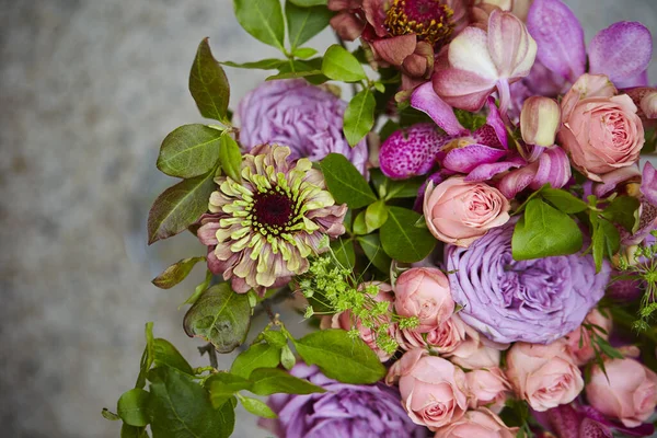 Una Vista Superior Colorido Hermoso Ramo Flores — Foto de Stock