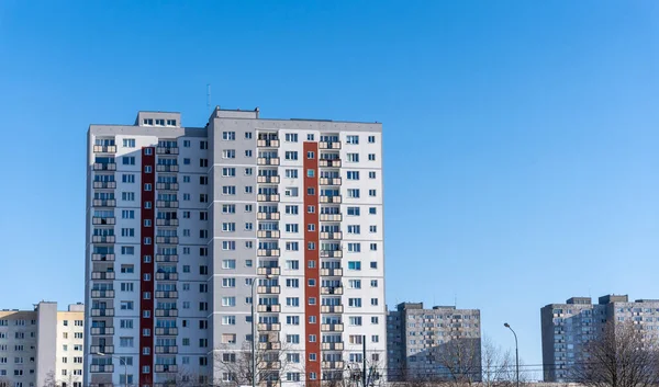 Poznan Jan 2021 High Apartment Block Blue Sky Orla Bialego — 스톡 사진