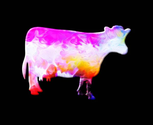 Illustration Une Vache Sur Fond Aquarelle Coloré — Photo