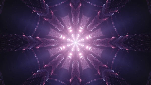 暗い中で未来的な明るいネオンピンクと紫のフラクタル粒子の3Dレンダリング — ストック写真