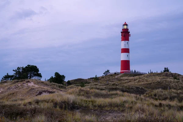 Primer Plano Lighthouse Isla Amrum Alemania Durante Atardecer — Foto de Stock
