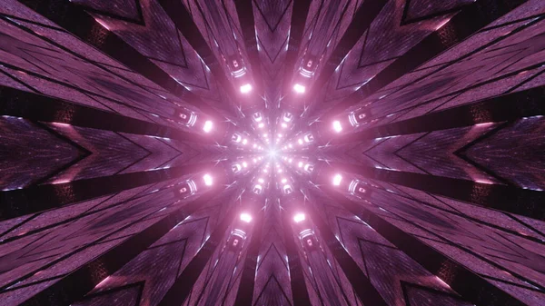 Rendu Particules Fractales Rose Néon Brillant Futuriste Dans Obscurité — Photo