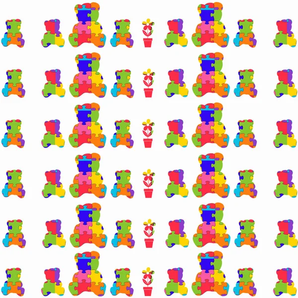 Een Illustratie Van Beren Samengesteld Uit Kleurrijke Puzzelstukjes Witte Achtergrond — Stockfoto