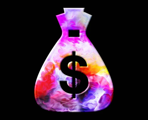 Illustration Money Bag Dollar Sign Colorful Watercolor Background — Stock Photo, Image