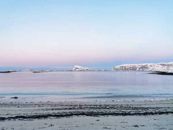 Der Wunderschöne Blick Auf Den Sonnenuntergang Von Hillesoy Norwegen Aus — Stockfoto