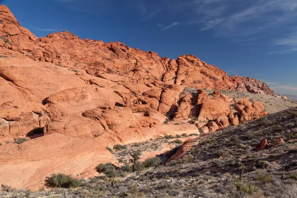 Uma Bela Paisagem Seca Deserta Com Formações Rochosas Arenito Campo — Fotografia de Stock