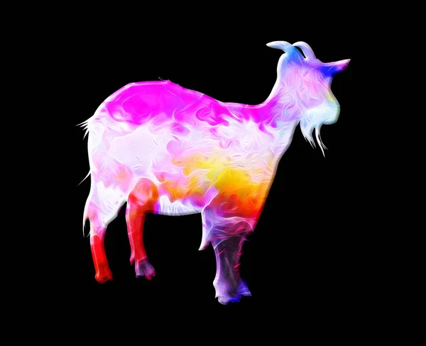 Una Ilustración Una Cabra Sobre Fondo Acuarela Colorido —  Fotos de Stock