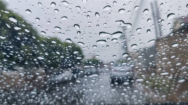 Drops Water Car Windshield — Stock Photo, Image