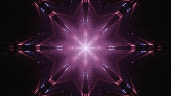 Återgivning Futuristiska Ljusa Neonrosa Fraktal Stjärnformade Partiklar Mörker — Stockfoto