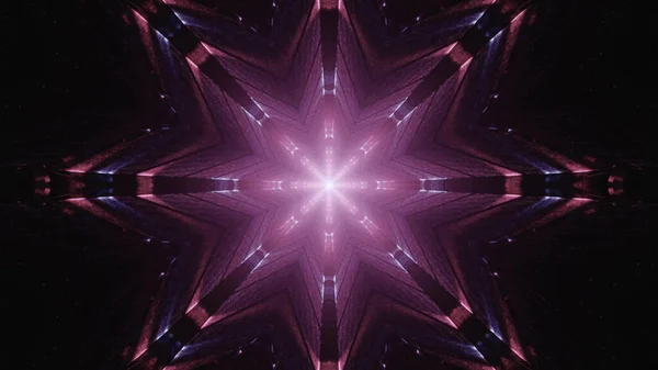 Een Weergave Van Futuristische Heldere Neon Roze Fractal Ster Vormige — Stockfoto