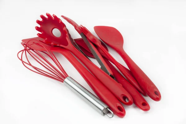 Closeup Shot Red Kitchen Utensils — Stock Photo, Image