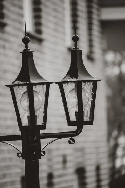 Egy Szürkeárnyalatú Felvétel Utcai Lámpákról — Stock Fotó