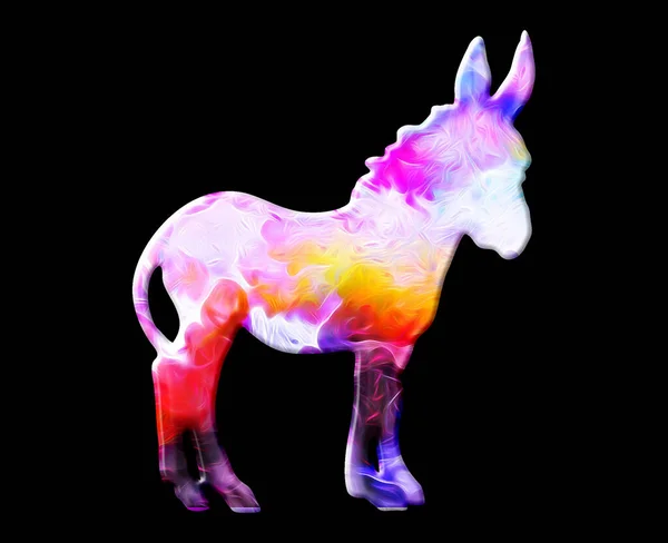 Uma Ilustração Burro Fundo Aquarela Colorido — Fotografia de Stock