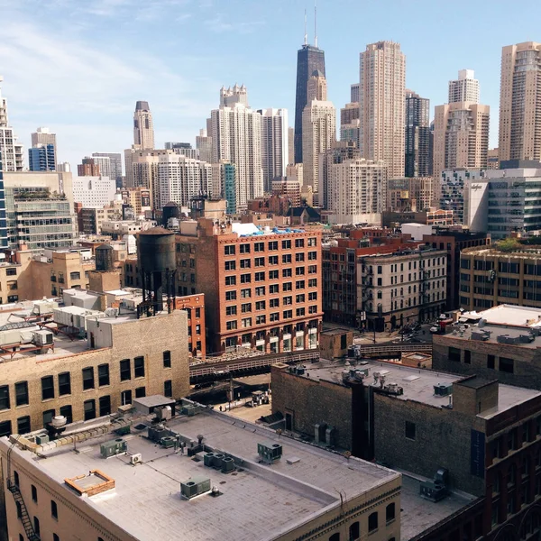 Gündüz Vakti Modern Yüksek Binaların Bulunduğu Şehir Manzarasının Havadan Görüntüsü — Stok fotoğraf