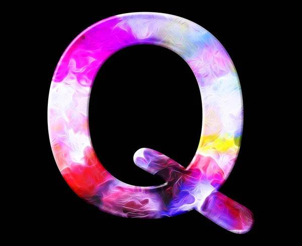 彩色水彩画底色大写字母Q的图解 — 图库照片
