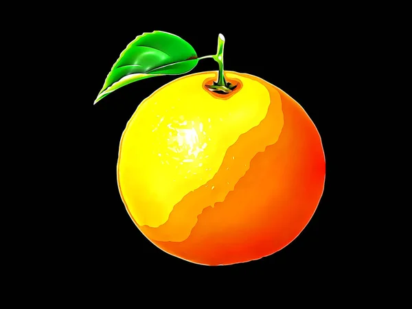 Illustration Färsk Orange Isolerad Svart Bakgrund — Stockfoto