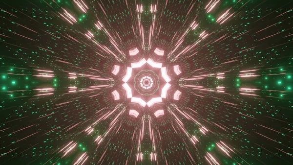 Een Weergave Van Futuristische Heldere Neon Groene Roze Fractal Deeltjes — Stockfoto