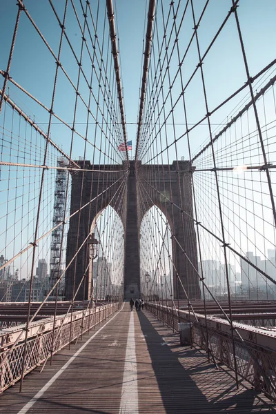 Plano Vertical Del Puente Brooklyn Ciudad Nueva York —  Fotos de Stock