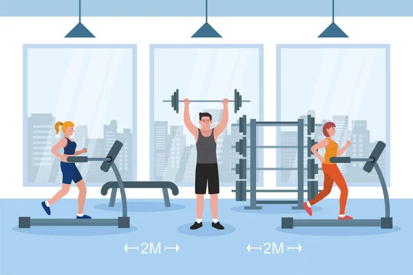 Illustration Som Porträtterar Människor Som Tränar Gymmet Och Samtidigt Håller — Stockfoto