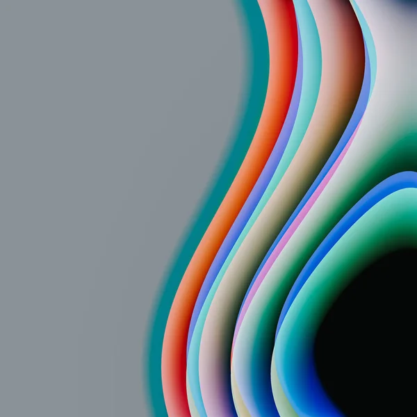 Illustration Colorful Geometric Curvey Figures Gray Background — Stock Photo, Image